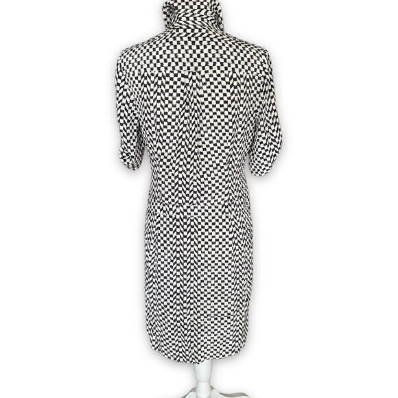 Club Monaco |Louise Dark Grey Printed Shirt Dress 100% Silk Size 6 Retail $179 - Picture 5 of 7